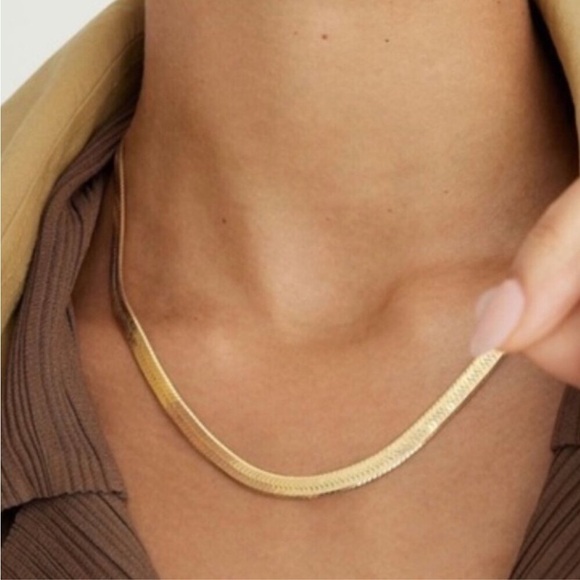 Jennifer Zeuner Necklace Flat Gold Herringbone Chain Revolve New - Picture 4 of 13